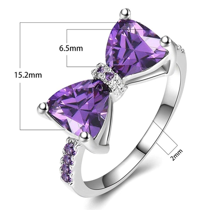 Wedding Engagement Party Bowknot Faux Amethyst Inlaid Finger Ring Bridal Jewelry Image 9