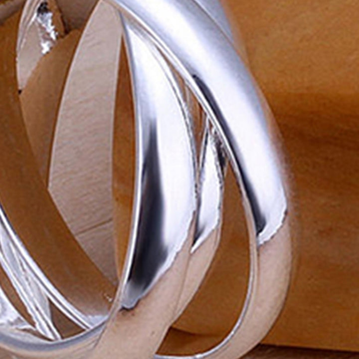 Women Fashion Jewelry 925 Sterling Silver Plated Triple Circle Band Ring US Size 6 7 8 9 Image 4