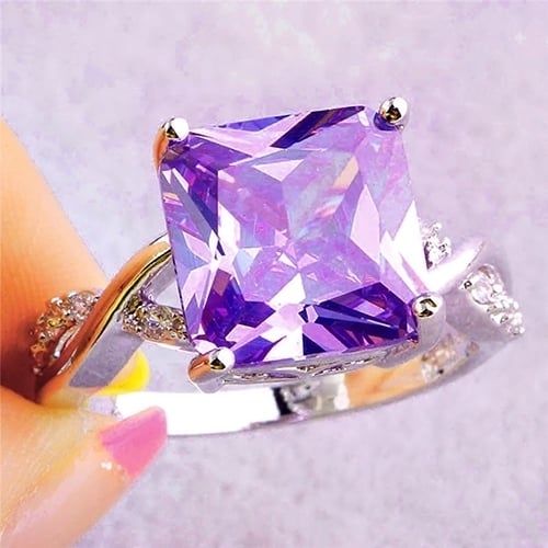 Womens Square Rhinestone Inlaid Engagement Knuckle Ring Fashion Jewelry Gift Image 3