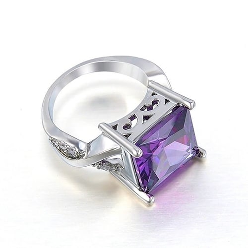 Womens Square Rhinestone Inlaid Engagement Knuckle Ring Fashion Jewelry Gift Image 6