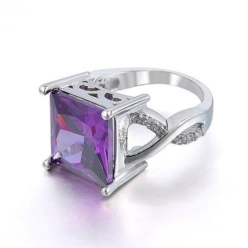 Womens Square Rhinestone Inlaid Engagement Knuckle Ring Fashion Jewelry Gift Image 7