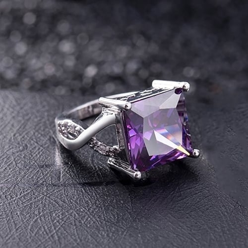 Womens Square Rhinestone Inlaid Engagement Knuckle Ring Fashion Jewelry Gift Image 9