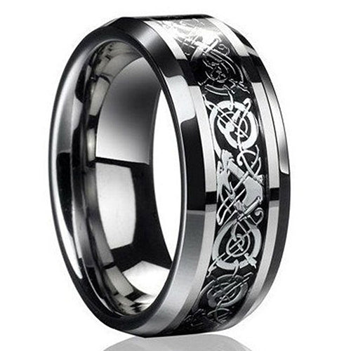 Fashion Mens Womens Punk Celtic Dragon Titanium Steel Wedding Band Ring Jewelry Image 2