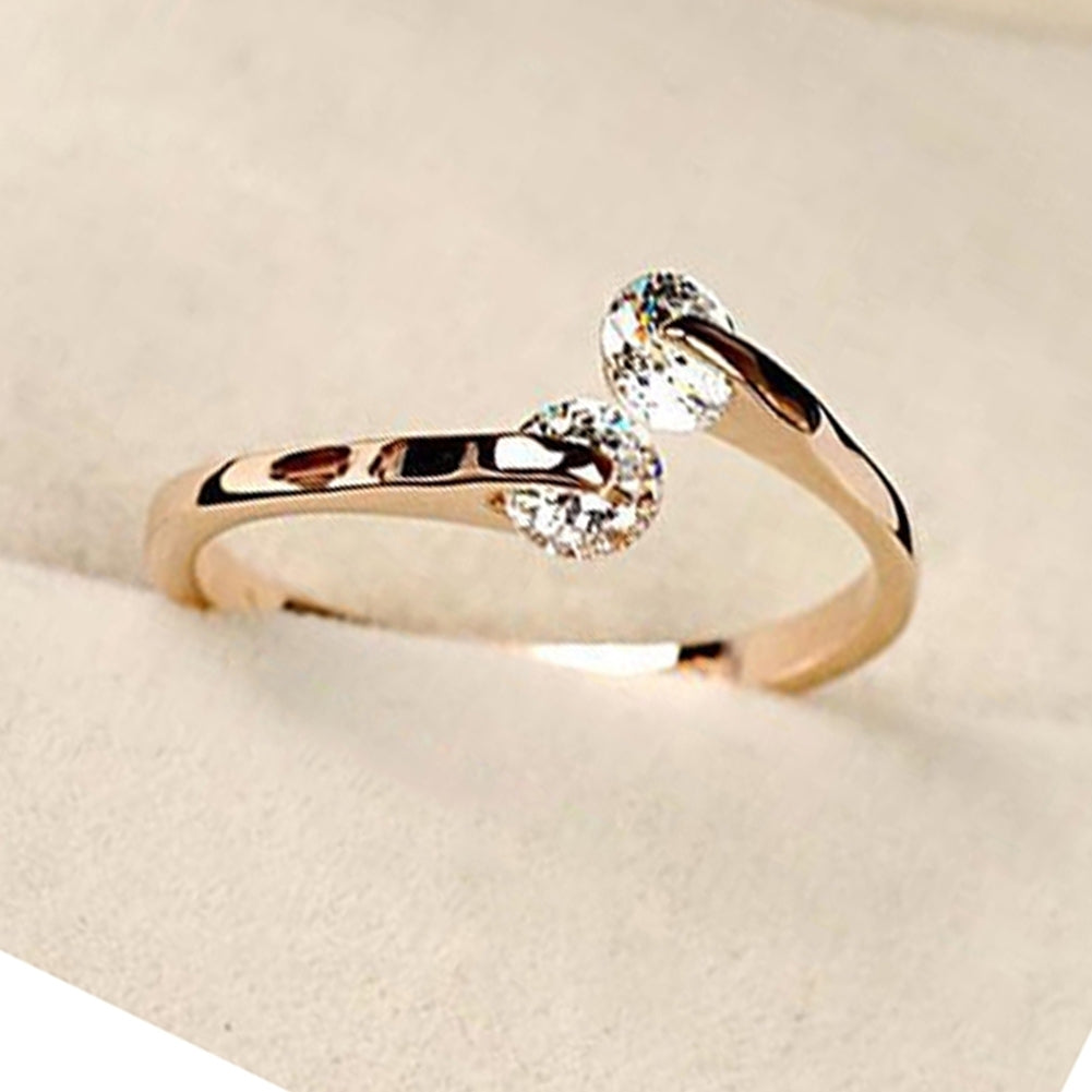 Women Shiny Adjustable Two Zircons Inlaid Knuckle Open Ring Fashion Jewelry Image 4