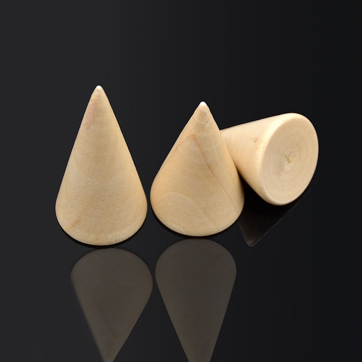 3Pcs Simple Wooden Cone Display Stand Holder Jewelry Ring Pendant Showing Stand Image 1