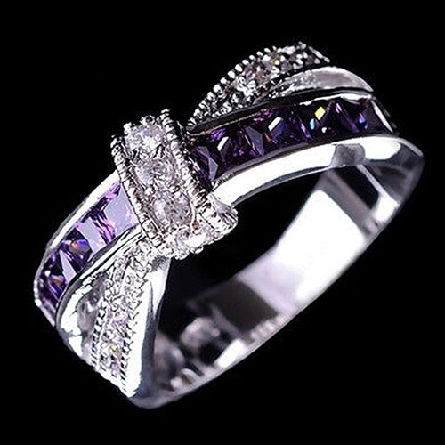 Women Fashion Cut Clear Shiny Zircon Inlaid Wedding Bridal Finger Knuckle Ring Image 1