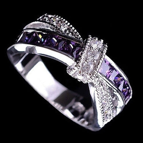 Women Fashion Cut Clear Shiny Zircon Inlaid Wedding Bridal Finger Knuckle Ring Image 2