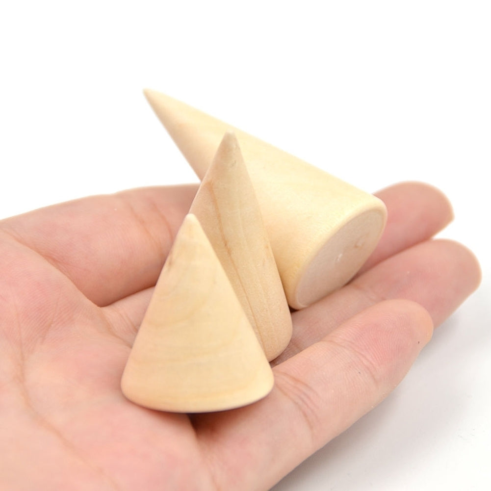 3Pcs Simple Wooden Cone Display Stand Holder Jewelry Ring Pendant Showing Stand Image 4