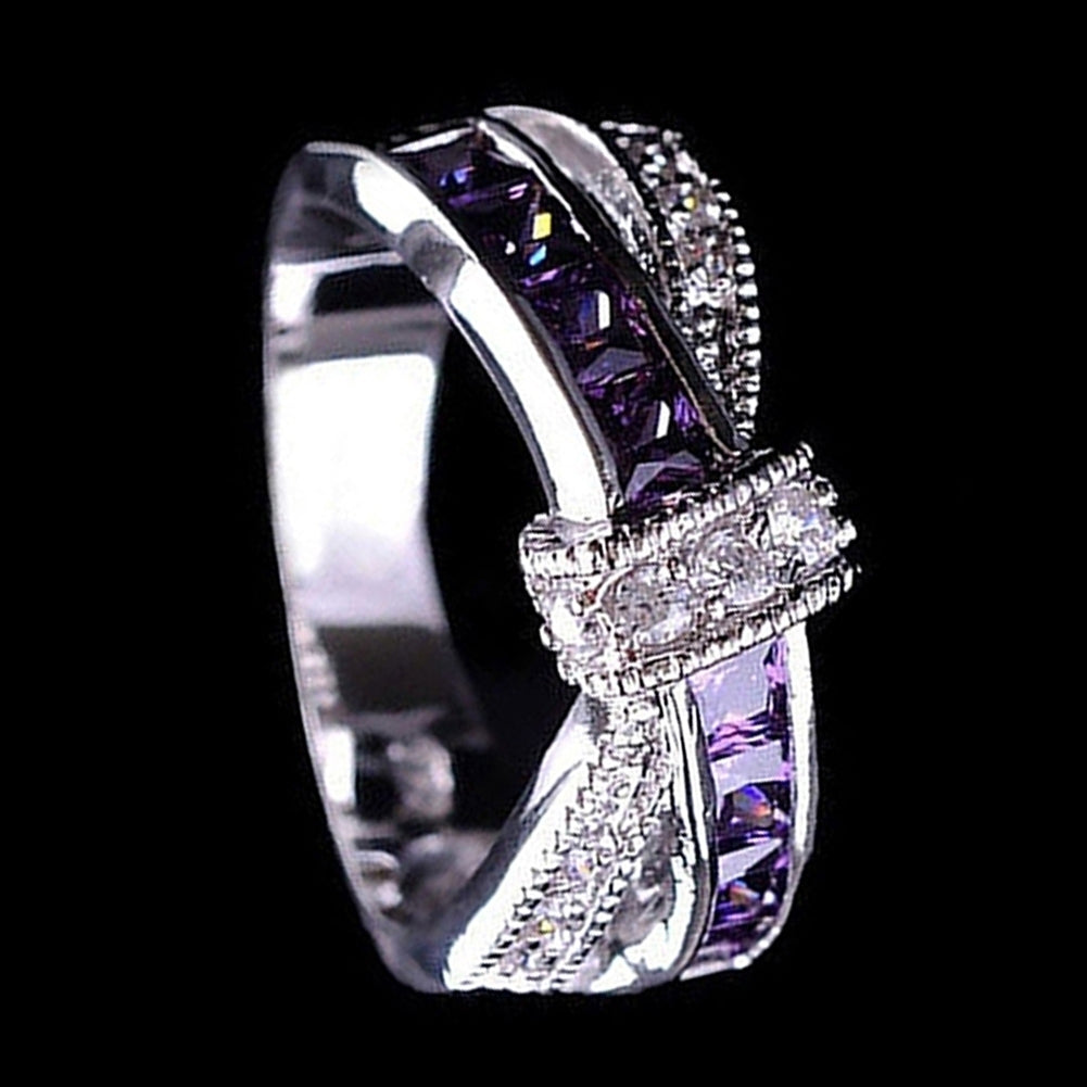 Women Fashion Cut Clear Shiny Zircon Inlaid Wedding Bridal Finger Knuckle Ring Image 4