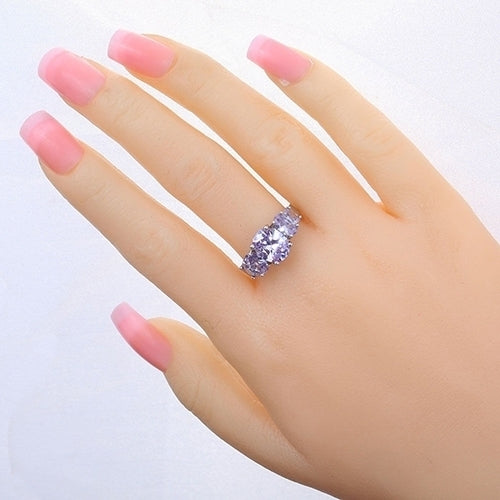 Womens Fashion Oval Light Purple Zircon Copper Engagement Jewelry Ring US 6-10 Image 4