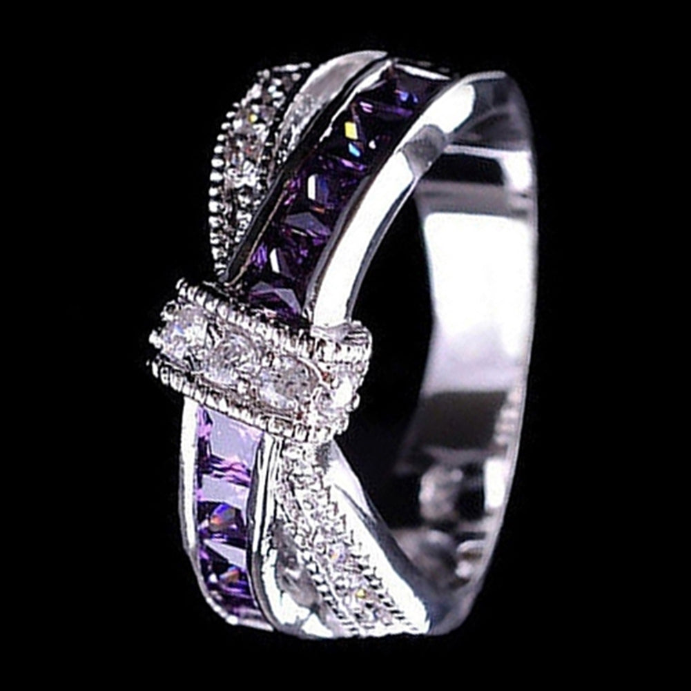 Women Fashion Cut Clear Shiny Zircon Inlaid Wedding Bridal Finger Knuckle Ring Image 4