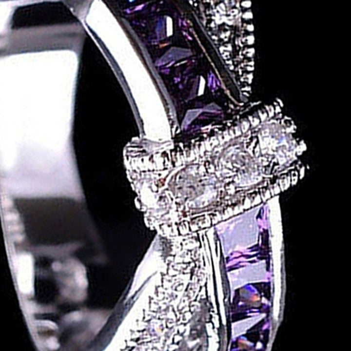 Women Fashion Cut Clear Shiny Zircon Inlaid Wedding Bridal Finger Knuckle Ring Image 6