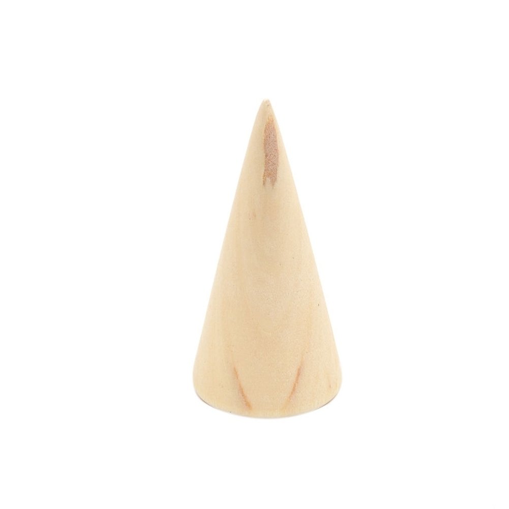 3Pcs Simple Wooden Cone Display Stand Holder Jewelry Ring Pendant Showing Stand Image 8