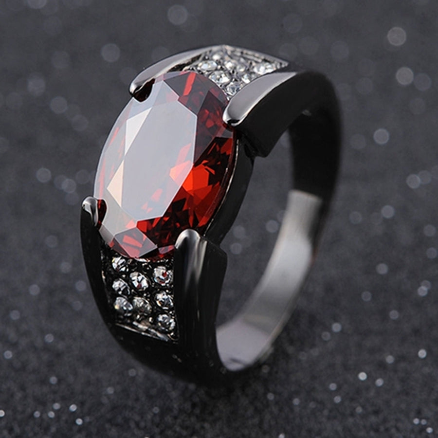 Man Fashion Cool Big Red Rhinestone Inlaid Finger Ring Jewelry Gift Size 8-12 Image 1