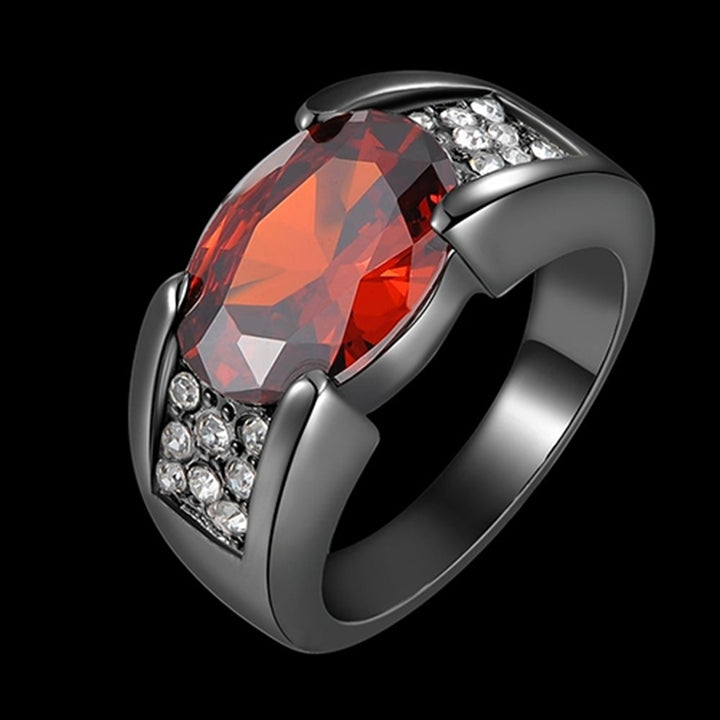 Man Fashion Cool Big Red Rhinestone Inlaid Finger Ring Jewelry Gift Size 8-12 Image 2