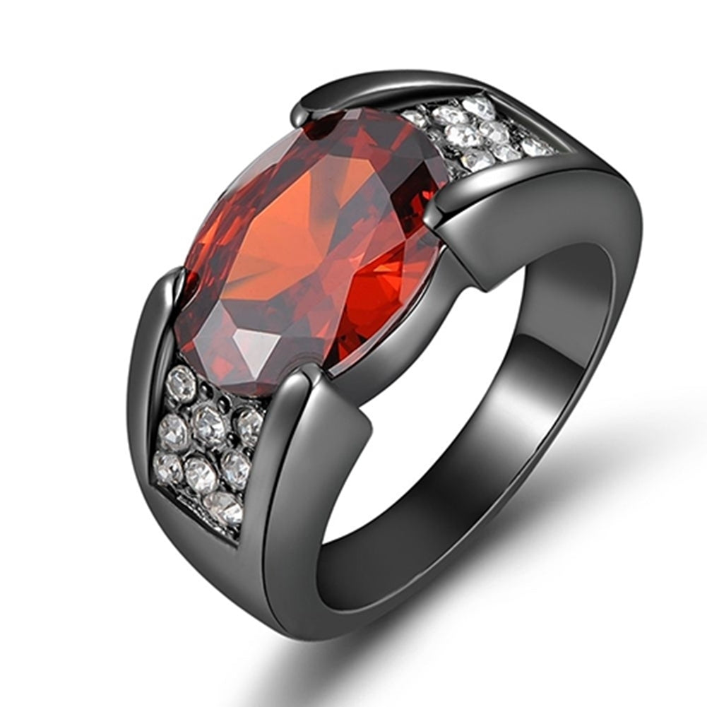 Man Fashion Cool Big Red Rhinestone Inlaid Finger Ring Jewelry Gift Size 8-12 Image 3