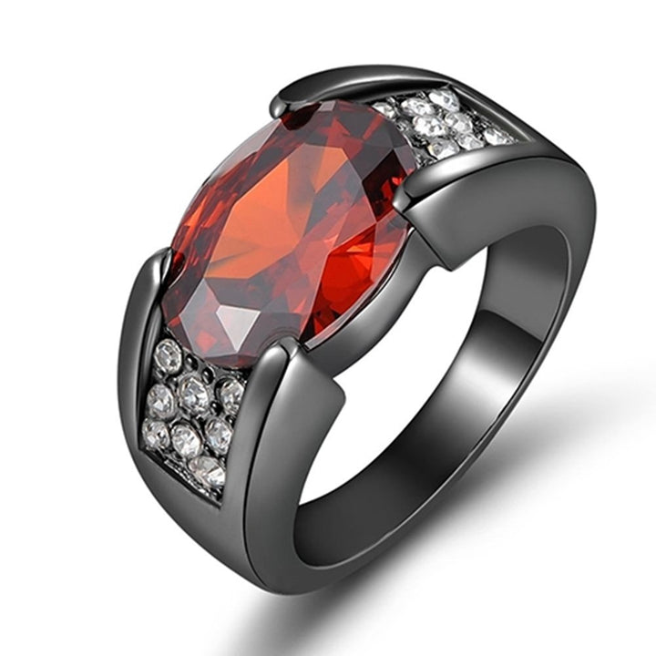 Man Fashion Cool Big Red Rhinestone Inlaid Finger Ring Jewelry Gift Size 8-12 Image 1