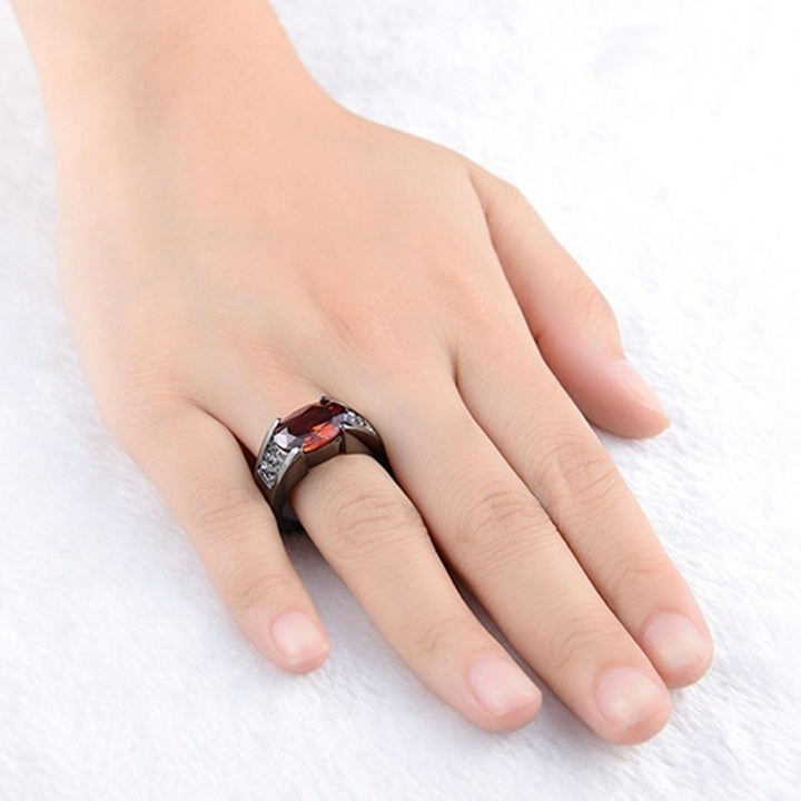 Man Fashion Cool Big Red Rhinestone Inlaid Finger Ring Jewelry Gift Size 8-12 Image 4