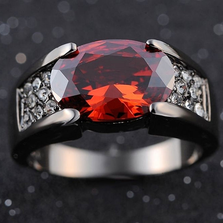 Man Fashion Cool Big Red Rhinestone Inlaid Finger Ring Jewelry Gift Size 8-12 Image 4