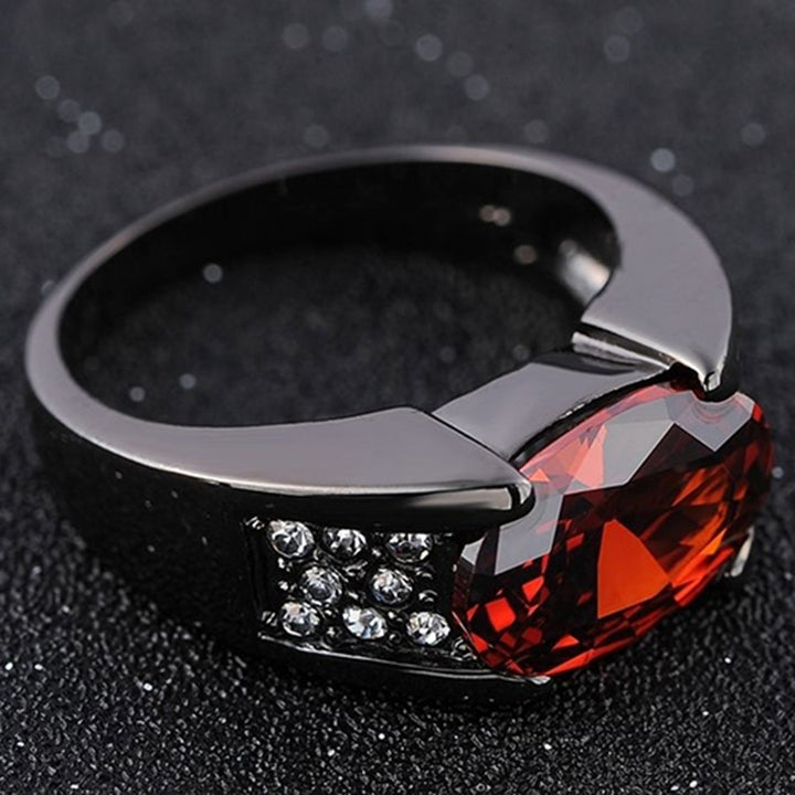 Man Fashion Cool Big Red Rhinestone Inlaid Finger Ring Jewelry Gift Size 8-12 Image 7