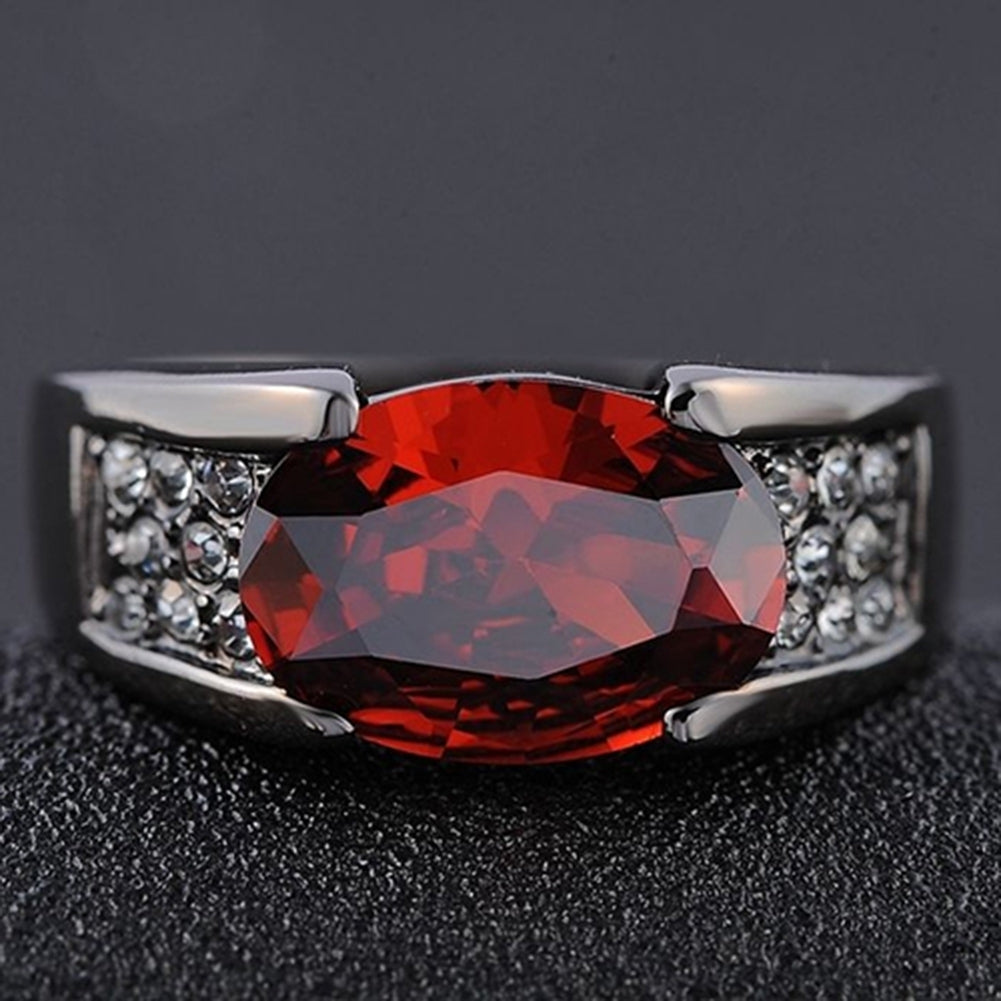 Man Fashion Cool Big Red Rhinestone Inlaid Finger Ring Jewelry Gift Size 8-12 Image 8