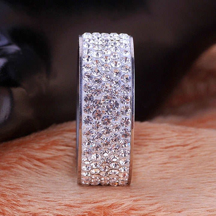 Unisex Men Women Five Rows Rhinestones Inlaid Wedding Band Knuckle Couples Ring Image 11