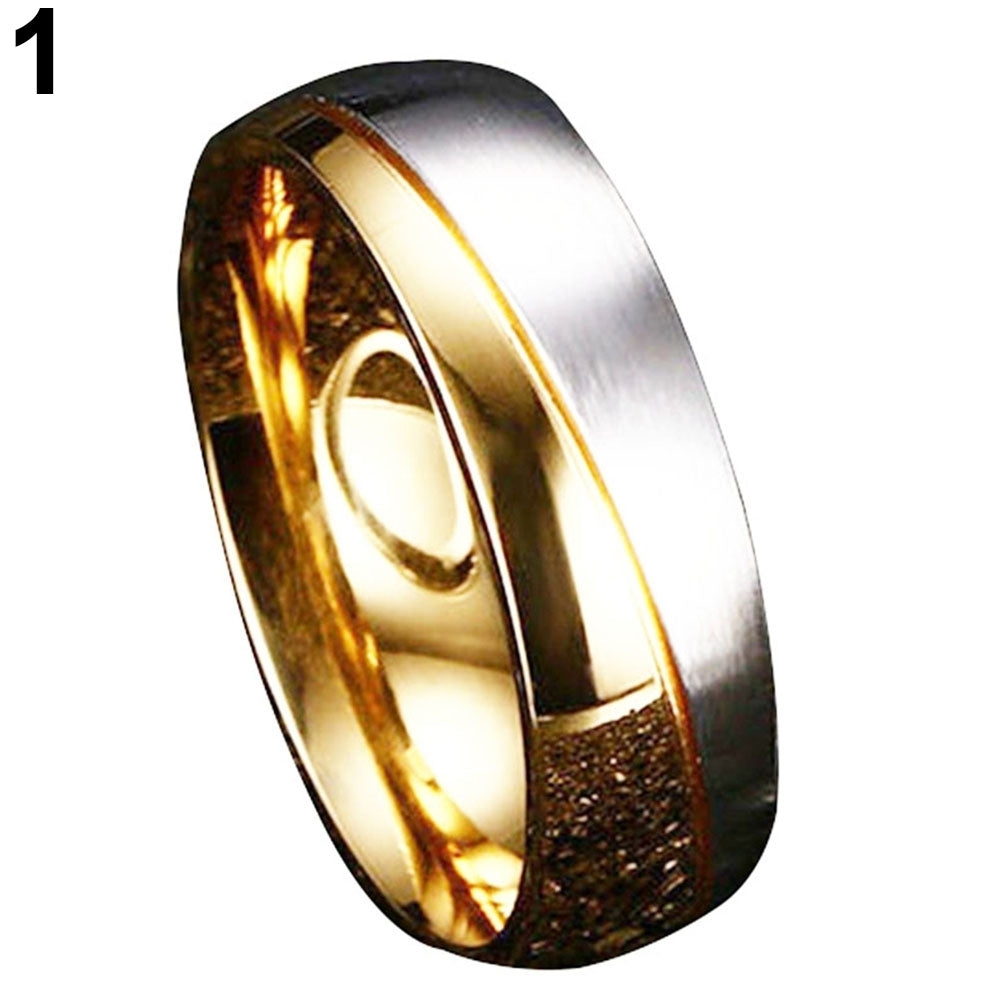 Fashion Gold Plated Titanium Steel Lover Ring Wedding Band Bridal Jewelry Gift Image 7