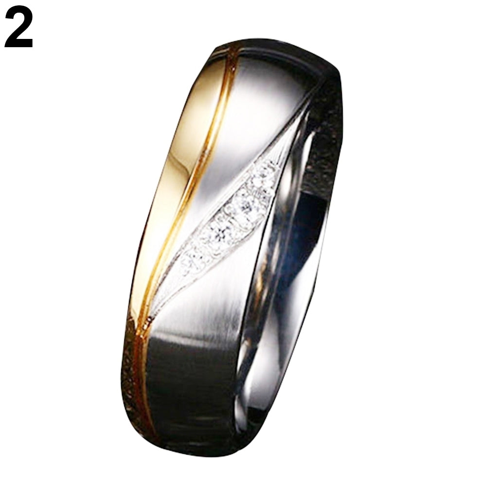 Fashion Gold Plated Titanium Steel Lover Ring Wedding Band Bridal Jewelry Gift Image 8