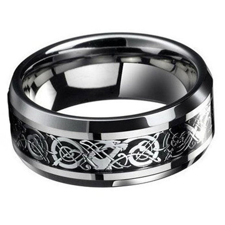 Fashion Men Celtic Dragon Carving Titanium Steel Wedding Band Ring Jewelry Gift Image 2