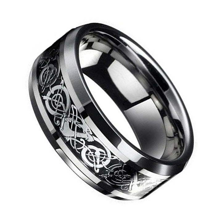 Fashion Men Celtic Dragon Carving Titanium Steel Wedding Band Ring Jewelry Gift Image 4