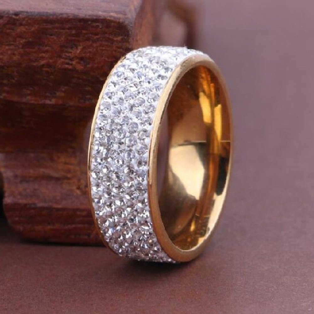 Unisex Men Women Shiny Rhinestones Inlaid Wedding Band Knuckle Couples Ring Image 8