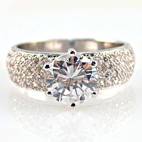 Womens Fashion Zircon Silver Plated Ring Charming Faux Gemstones Rings Jewelry Image 7