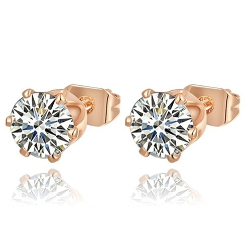 Women Fashion Rose Gold Plated Rhinestone Earrings Ear Studs Percing Jewerly Gift Image 1