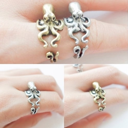 Womens Mens Retro Adjustable Octopus Ring Animal Knuckle Ring Fashion Jewelry Image 2