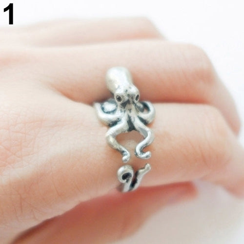 Womens Mens Retro Adjustable Octopus Ring Animal Knuckle Ring Fashion Jewelry Image 3