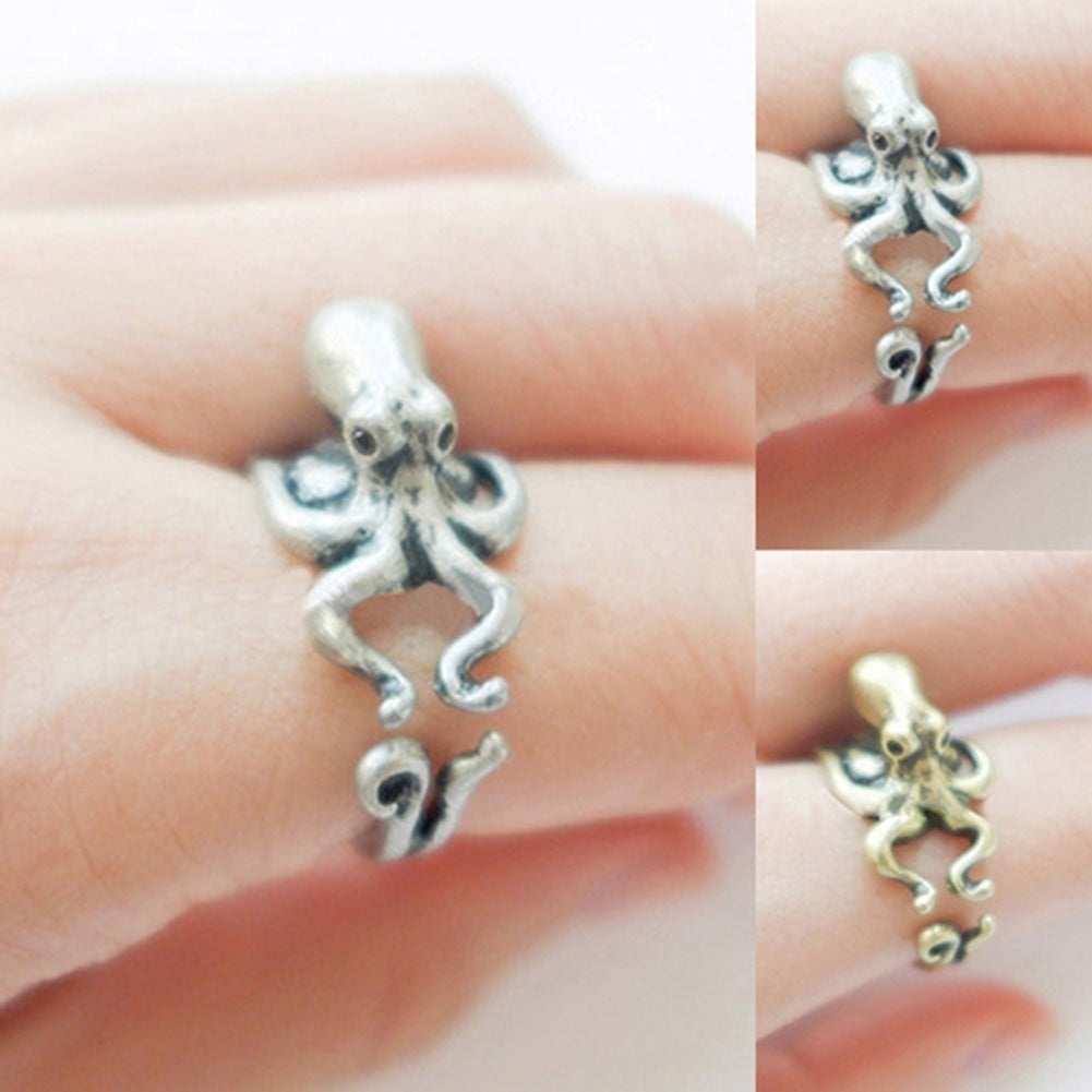 Womens Mens Retro Adjustable Octopus Ring Animal Knuckle Ring Fashion Jewelry Image 4