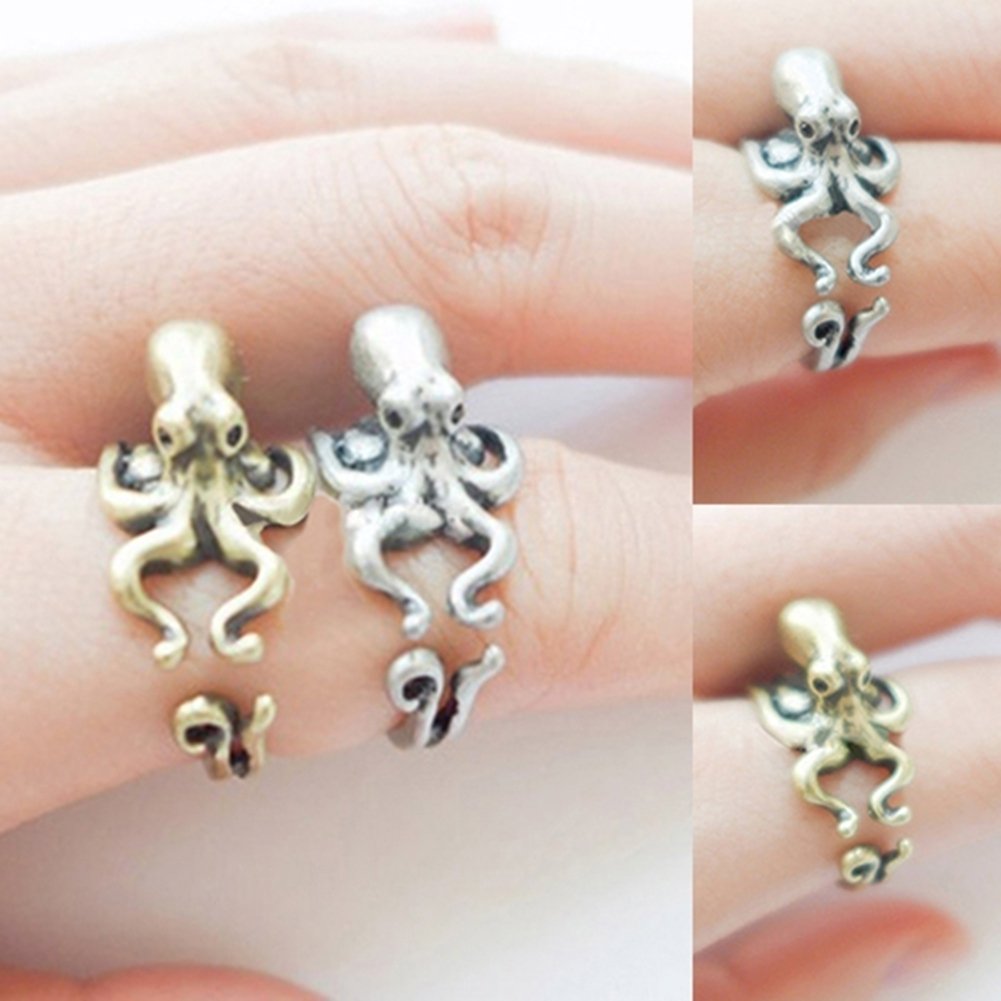 Womens Mens Retro Adjustable Octopus Ring Animal Knuckle Ring Fashion Jewelry Image 7