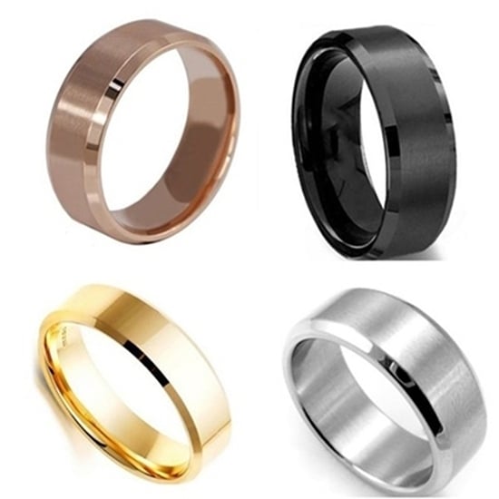 Mens Womens 8mm Wide Band 18K Gold Plated Titanium Steel Ring Jewelry US 5-14 Image 1