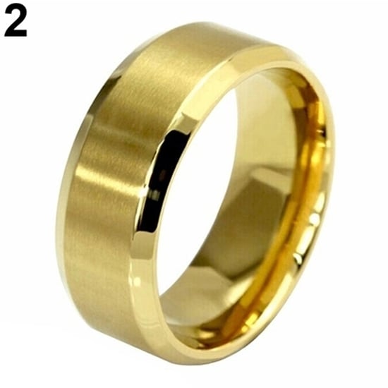 Mens Womens 8mm Wide Band 18K Gold Plated Titanium Steel Ring Jewelry US 5-14 Image 3