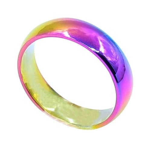 Mens Womens Fashion Creative Rainbow Color Titanium Steel Ring Finger Jewelry Image 1