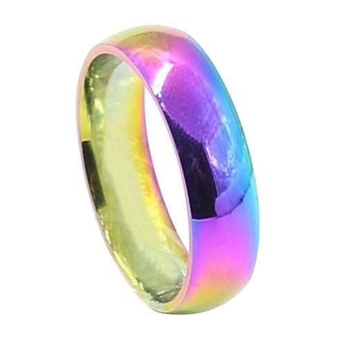 Mens Womens Fashion Creative Rainbow Color Titanium Steel Ring Finger Jewelry Image 2