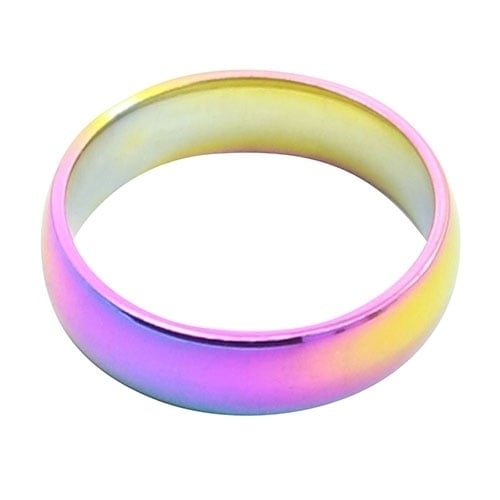 Mens Womens Fashion Creative Rainbow Color Titanium Steel Ring Finger Jewelry Image 3