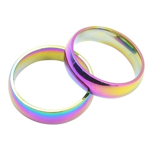 Mens Womens Fashion Creative Rainbow Color Titanium Steel Ring Finger Jewelry Image 4