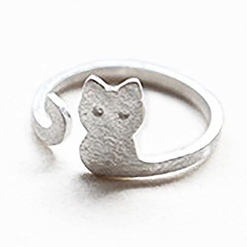 Women Fashion Jewelry Xmas Gift Cartoon Cat Sliver Plated Open Adjustable Ring Image 3