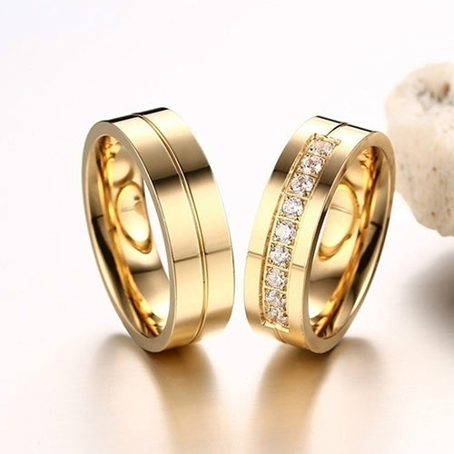 1Pc Fashion Titanium Steel Lover Ring Golden Plated Couple Ring for Men Women Image 6