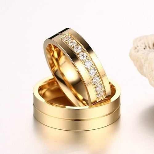 1Pc Fashion Titanium Steel Lover Ring Golden Plated Couple Ring for Men Women Image 8