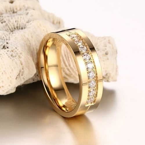 1Pc Fashion Titanium Steel Lover Ring Golden Plated Couple Ring for Men Women Image 9