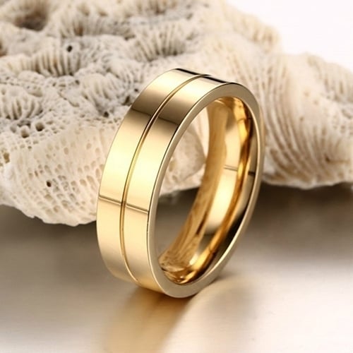 1Pc Fashion Titanium Steel Lover Ring Golden Plated Couple Ring for Men Women Image 10