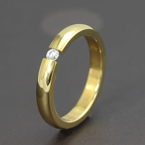 Men Women Titanium Stainless Steel Rhinestone Wedding Band Finger Knuckle Ring Image 3