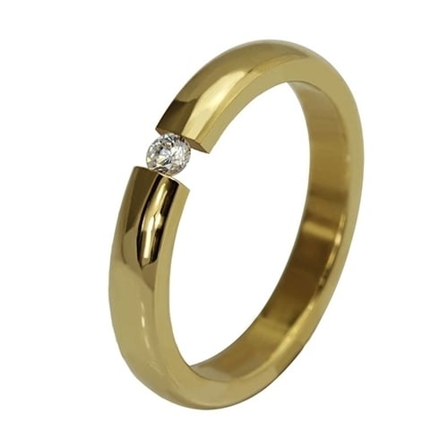 Men Women Titanium Stainless Steel Rhinestone Wedding Band Finger Knuckle Ring Image 4